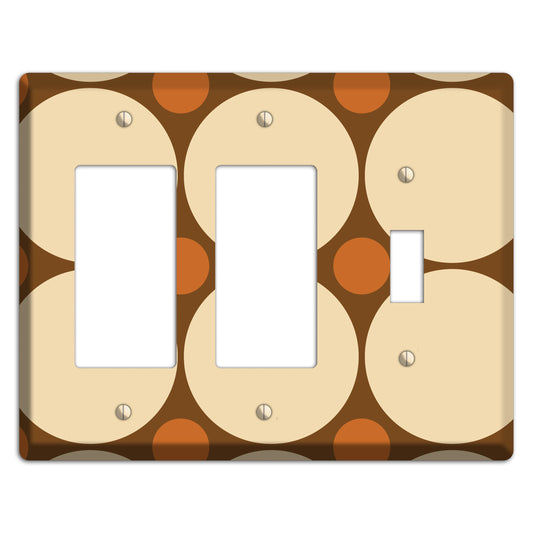 Brown with Beige and Umber Multi Tiled Large Dots 2 Rocker / Toggle Wallplate
