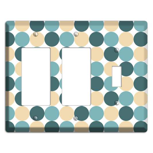 Dusty Blue Beige Tiled Dots 2 Rocker / Toggle Wallplate