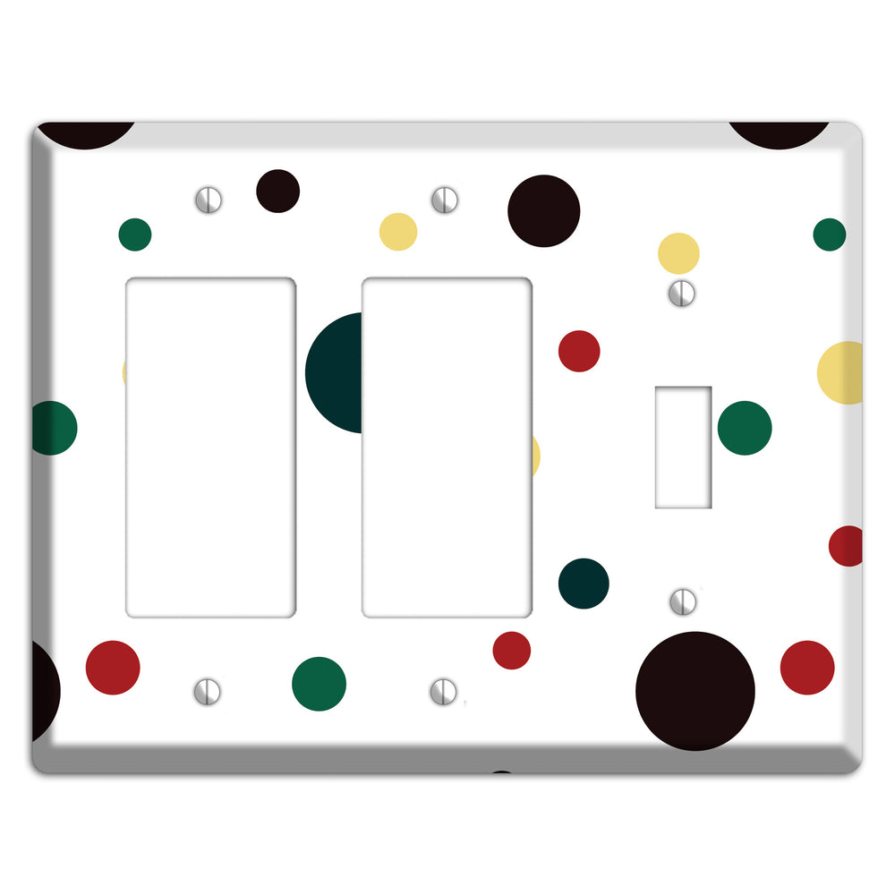 White with Multi Color Medium Dots 2 2 Rocker / Toggle Wallplate