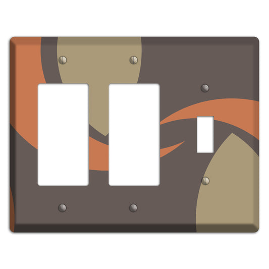 Grey Beige and Orange Abstract 2 Rocker / Toggle Wallplate