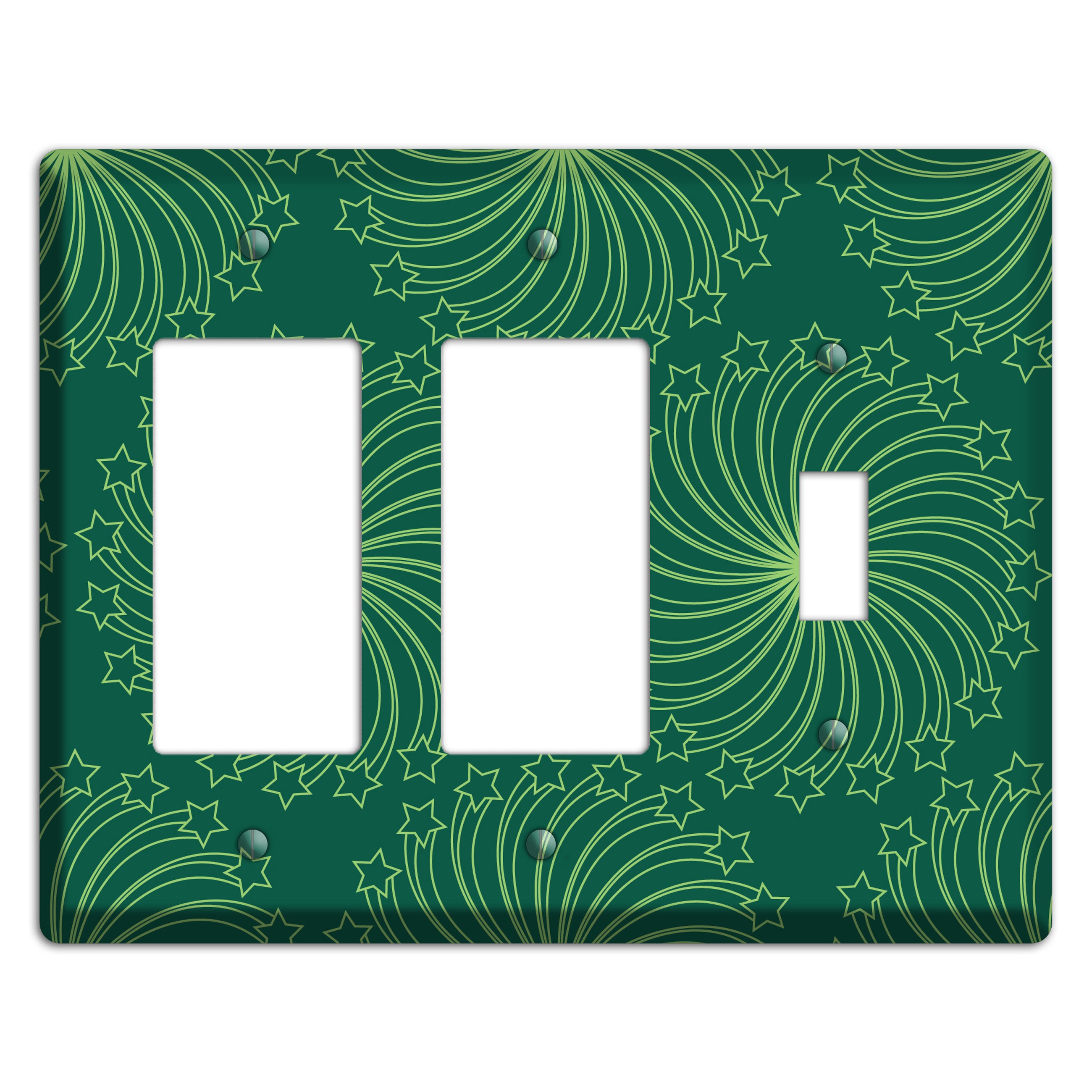 Multi Green Star Swirl 2 Rocker / Toggle Wallplate
