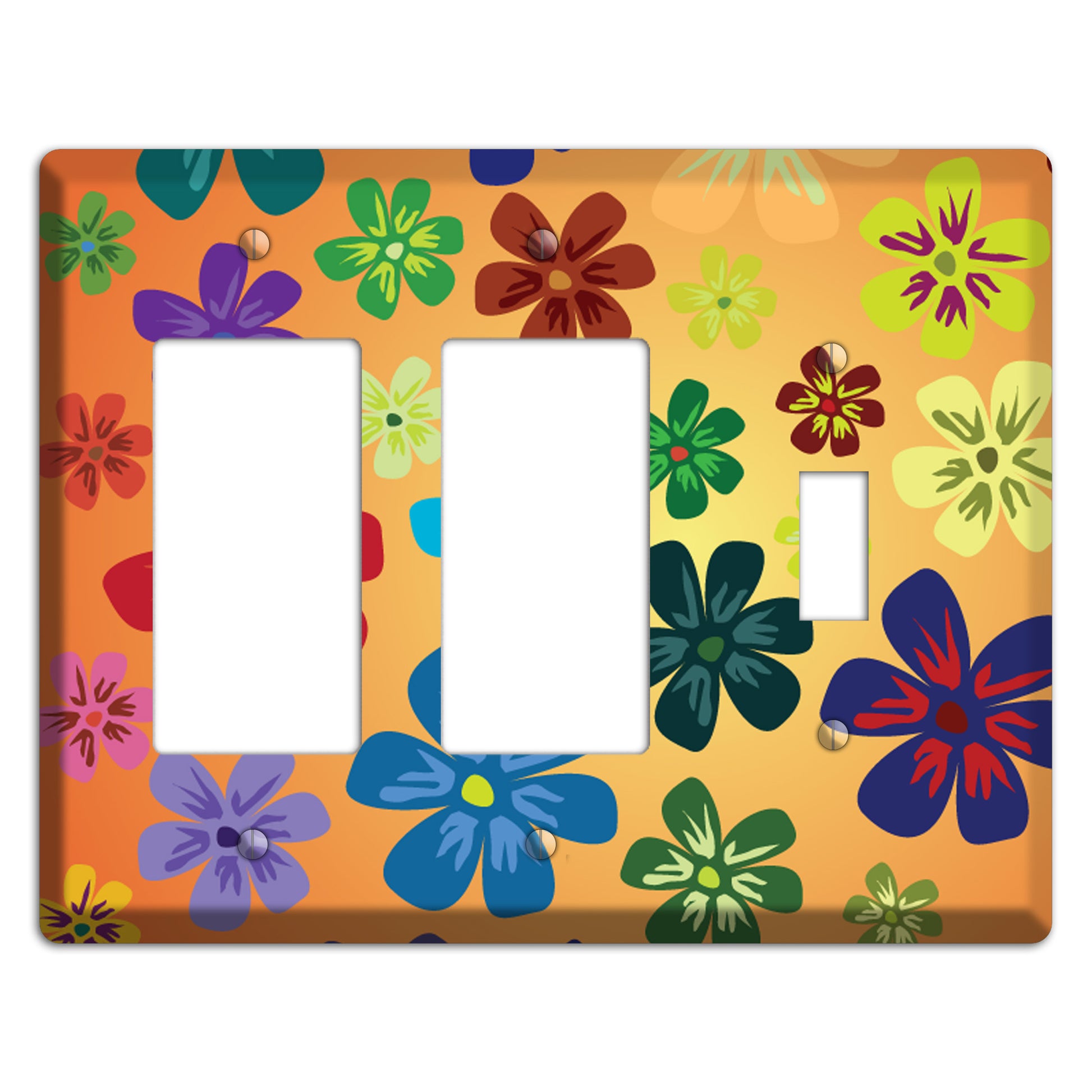 Brown Flowers 2 Rocker / Toggle Wallplate