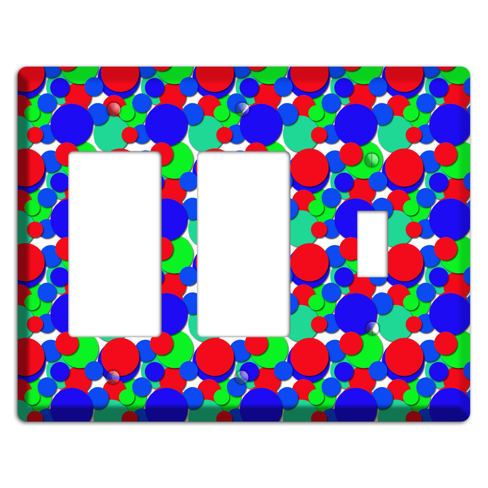 Red Blue Green Bubble Dots 2 Rocker / Toggle Wallplate