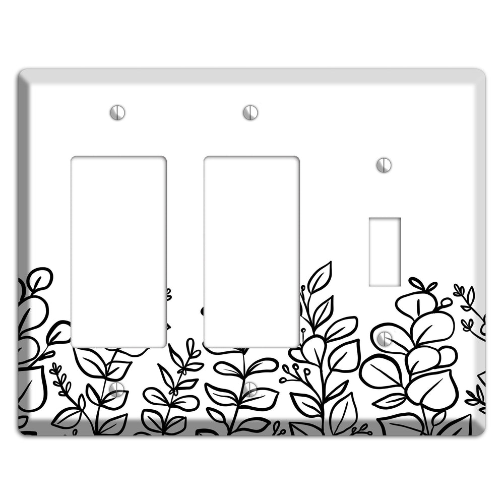 Hand-Drawn Floral 13 2 Rocker / Toggle Wallplate