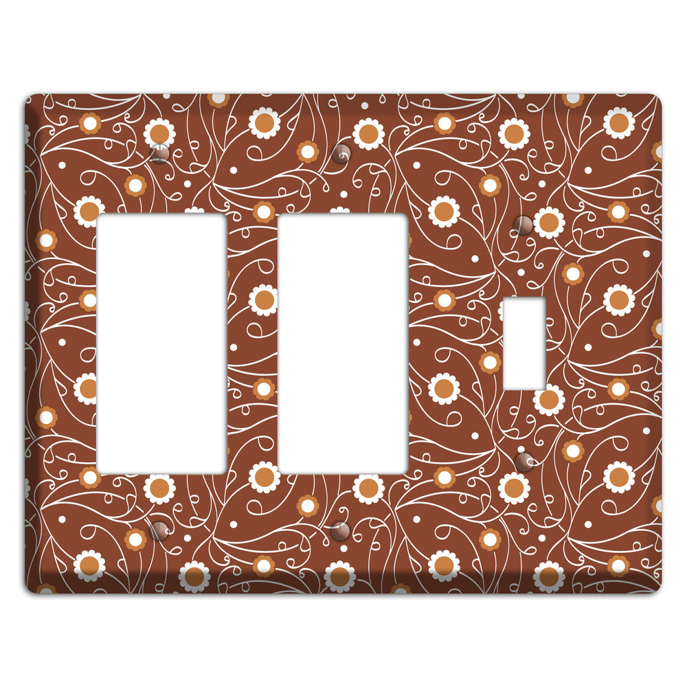 Brown Vine Floral 2 Rocker / Toggle Wallplate