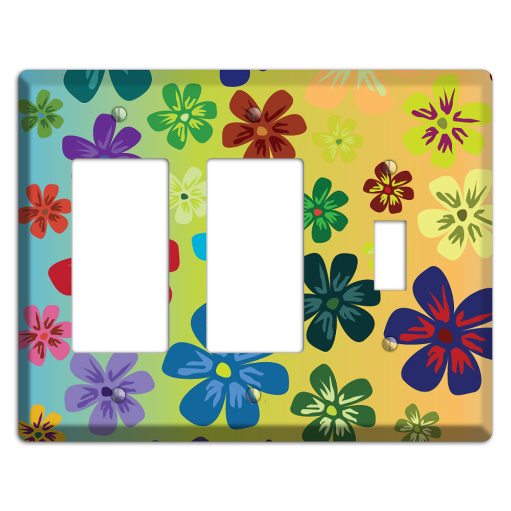 Blue to yellow Flowers 2 Rocker / Toggle Wallplate