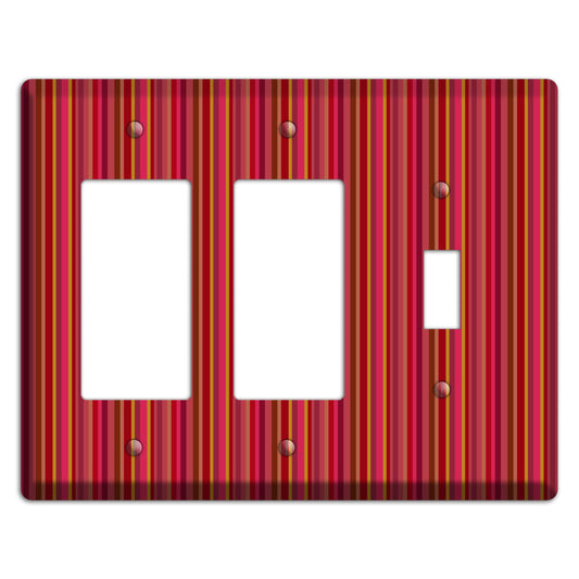 Multi Red Vertical Stripes 2 2 Rocker / Toggle Wallplate