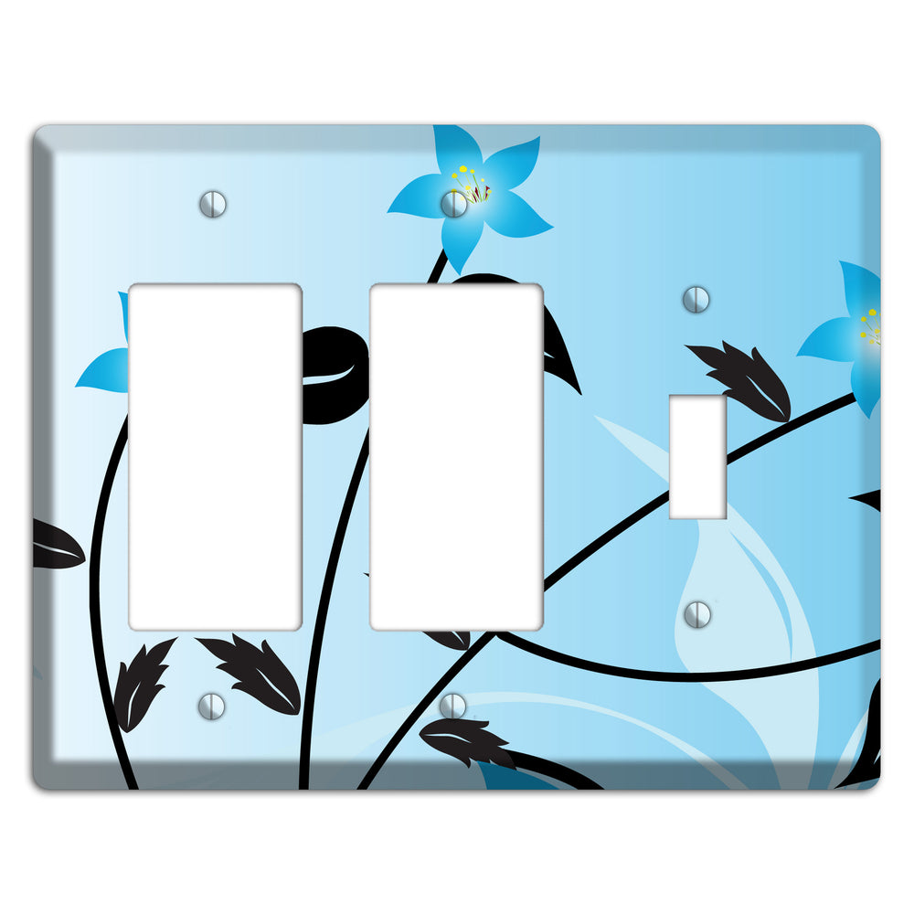 Blue Double Sprig 2 Rocker / Toggle Wallplate