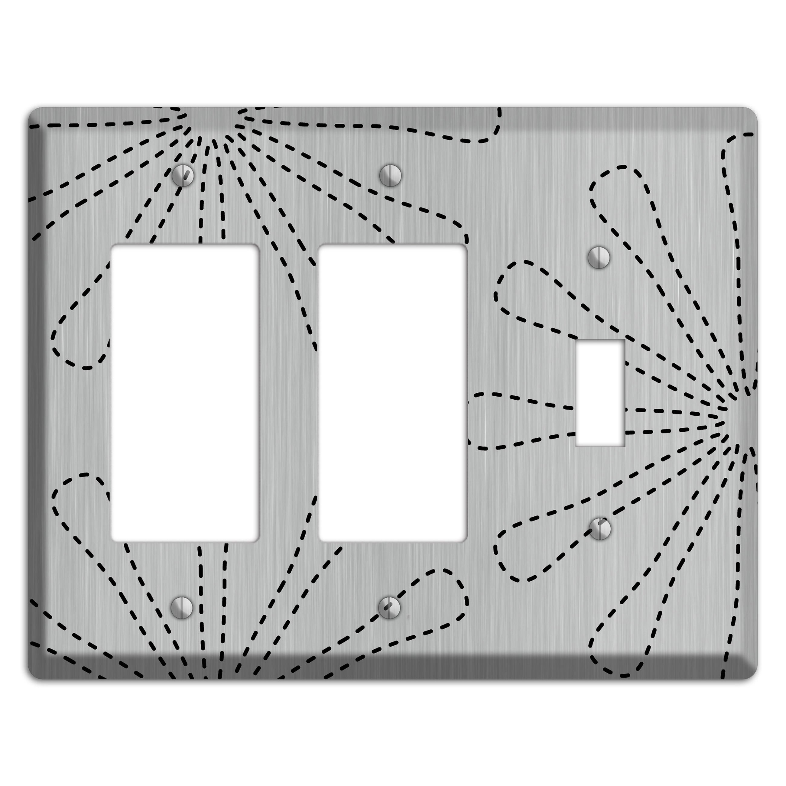 Retro Stipple Floral  Stainless 2 Rocker / Toggle Wallplate