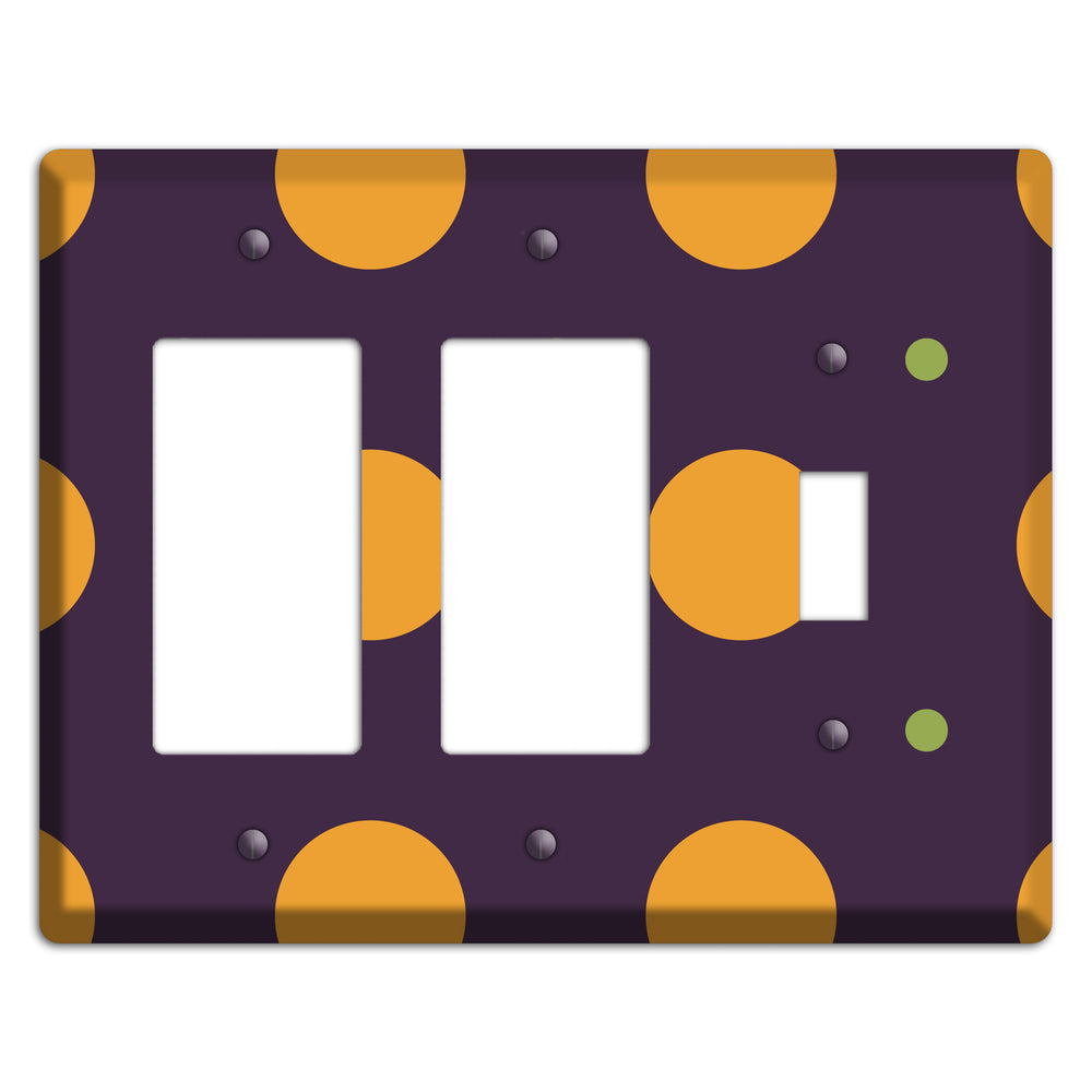 Eggplant with Orange and Lime Multi Tiled Medium Dots 2 Rocker / Toggle Wallplate