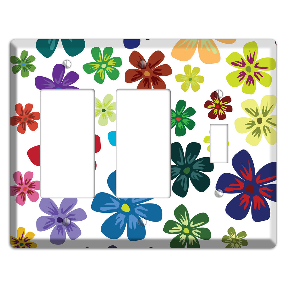 White Flowers 2 Rocker / Toggle Wallplate