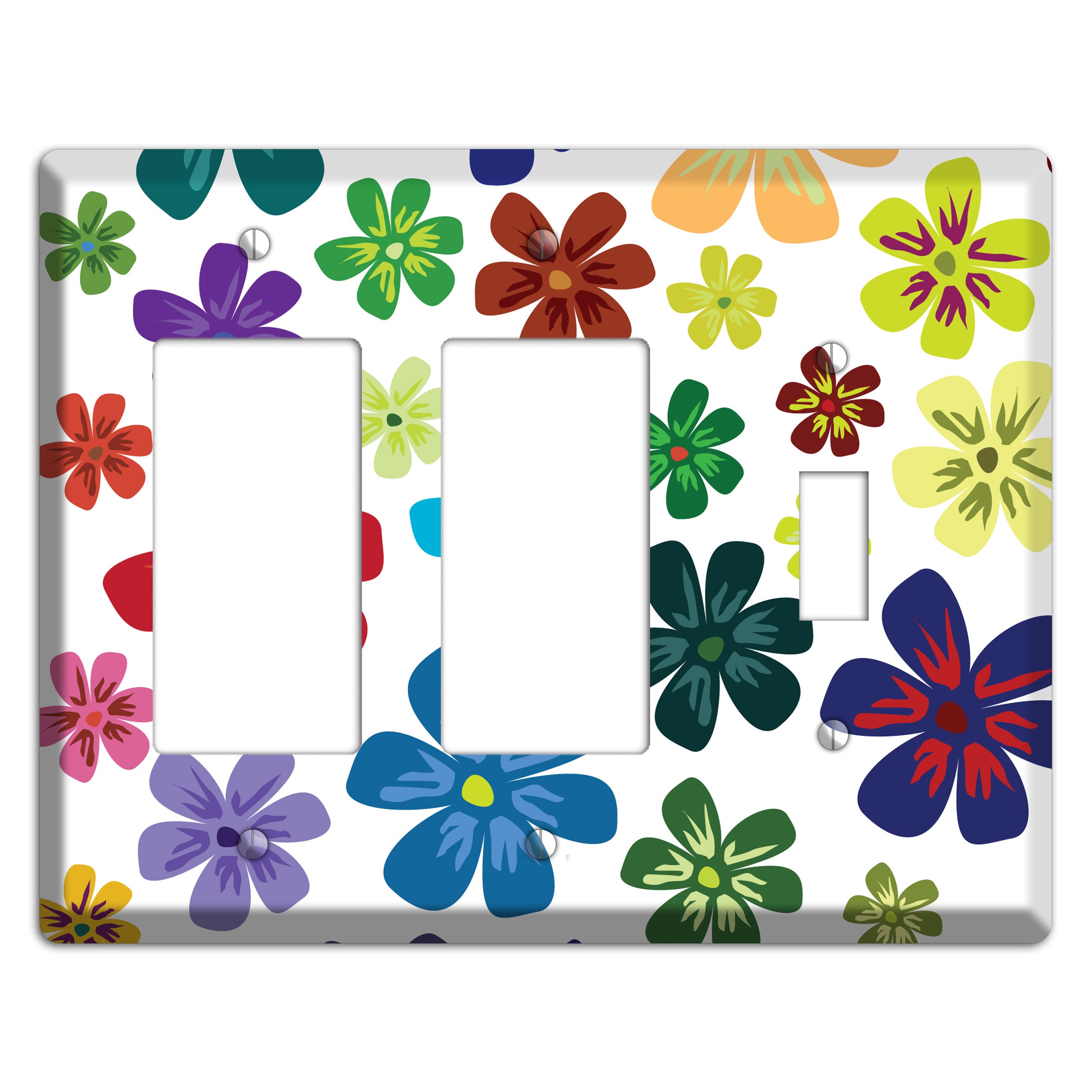 White Flowers 2 Rocker / Toggle Wallplate