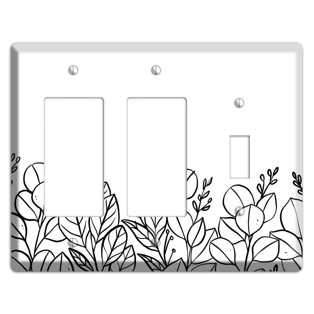 Hand-Drawn Floral 15 2 Rocker / Toggle Wallplate