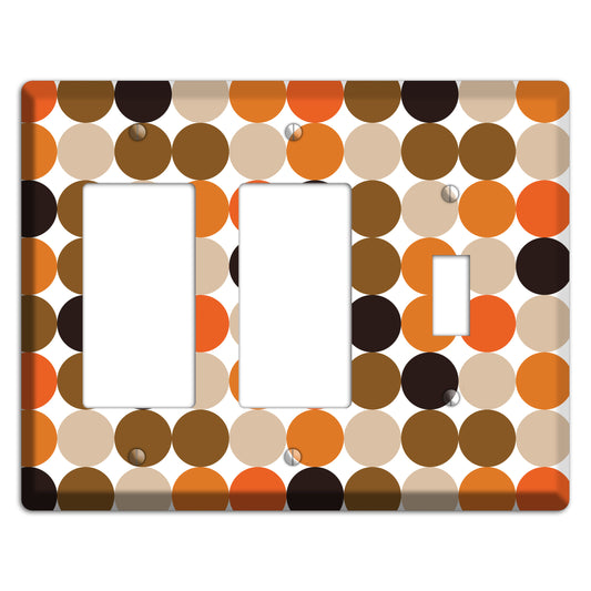 Orange Brown Black Beige Tiled Dots 2 Rocker / Toggle Wallplate