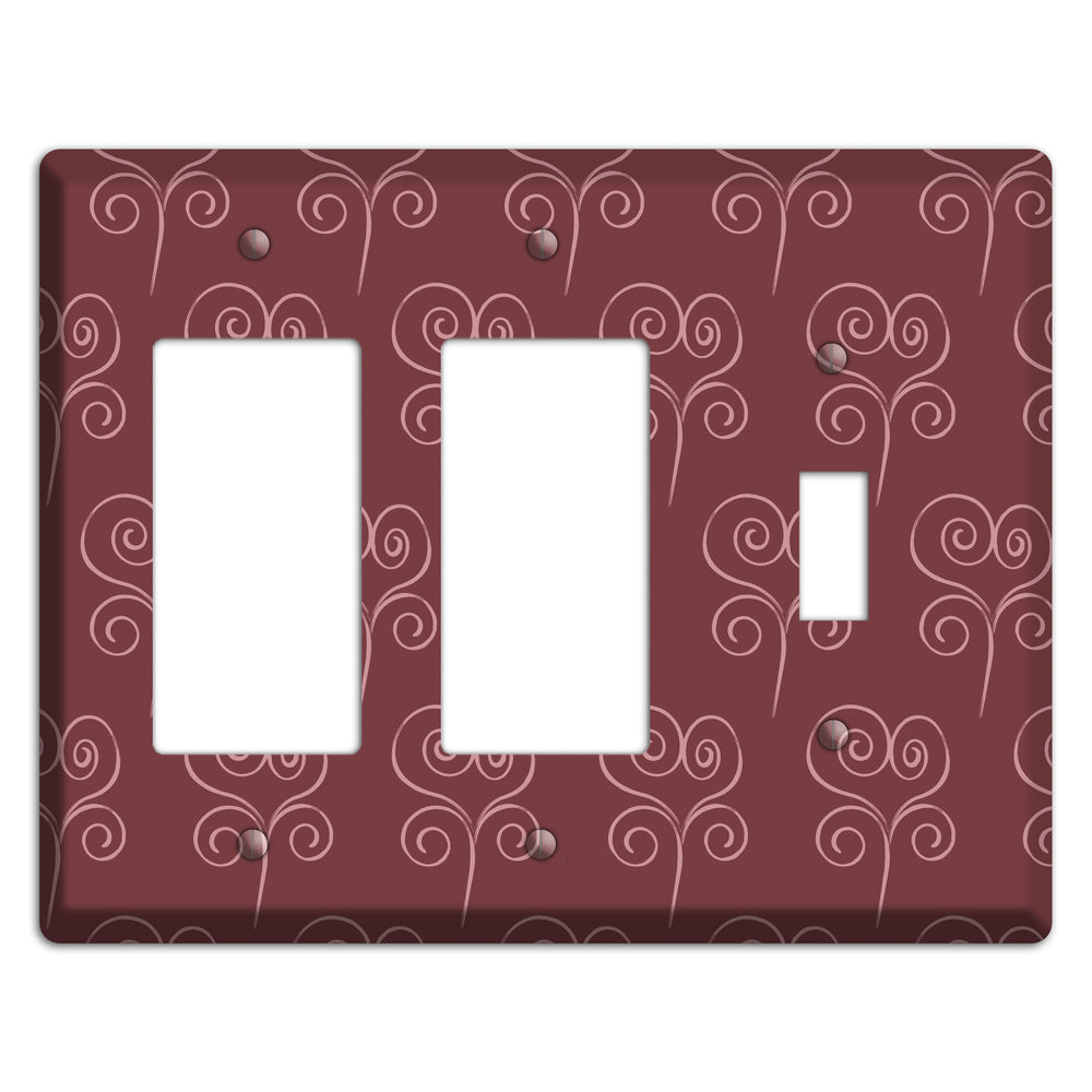 Maroon Scroll Heart 2 Rocker / Toggle Wallplate
