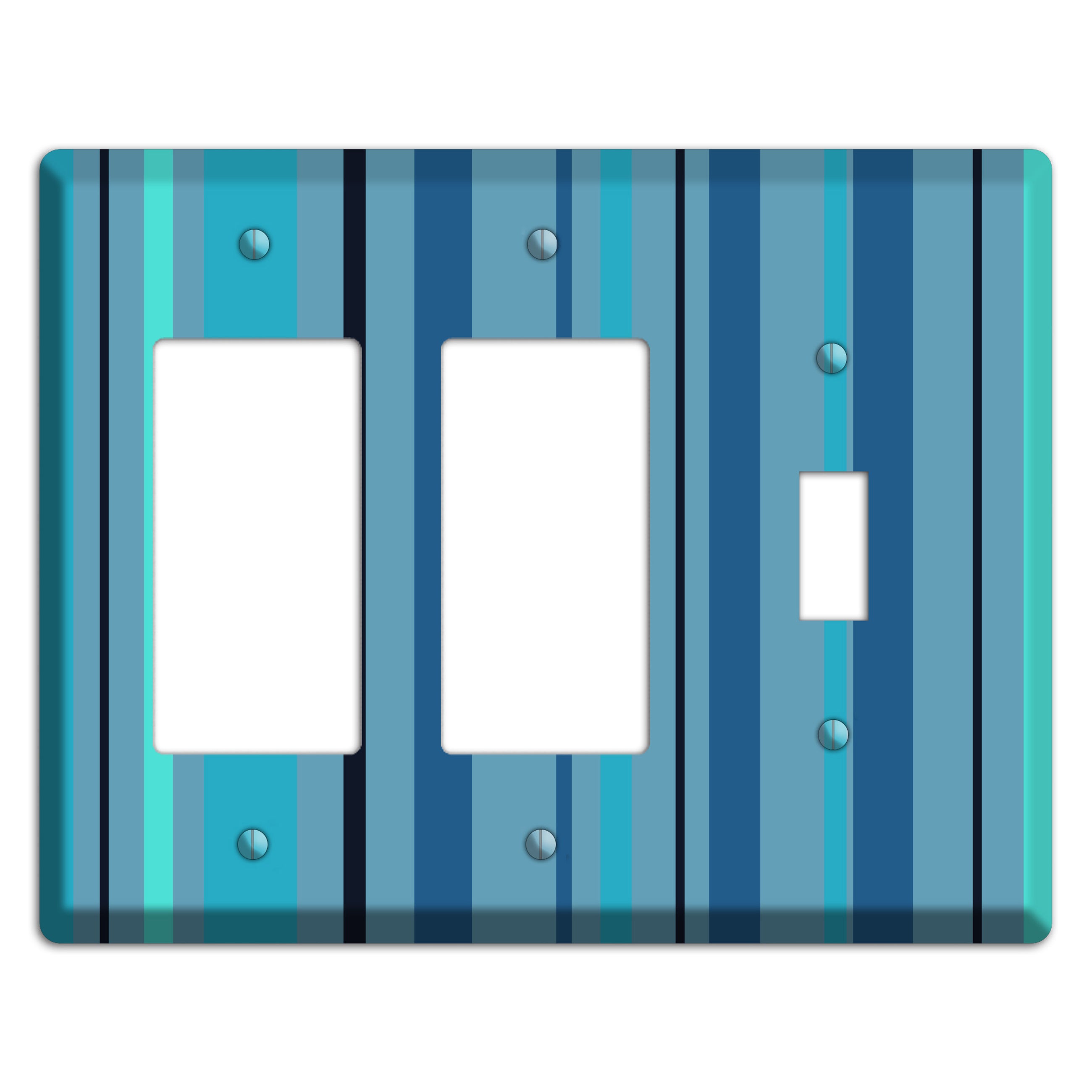 Multi Turquoise Vertical Stripe 2 Rocker / Toggle Wallplate