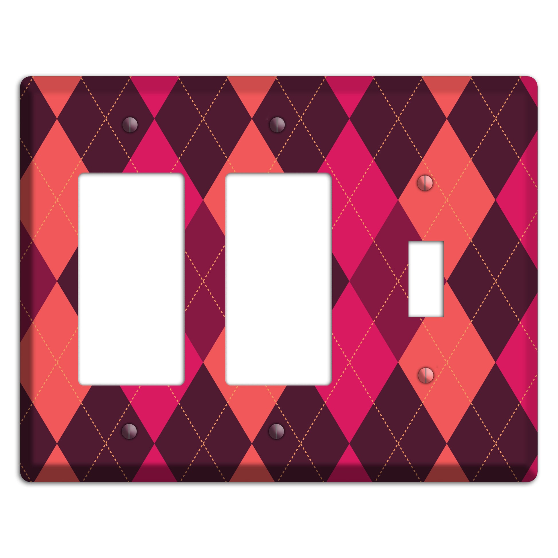 Orange and Pink Argyle 2 Rocker / Toggle Wallplate