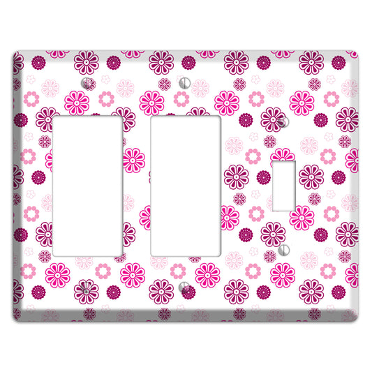 Maroon and Pink Retro Floral 2 Rocker / Toggle Wallplate