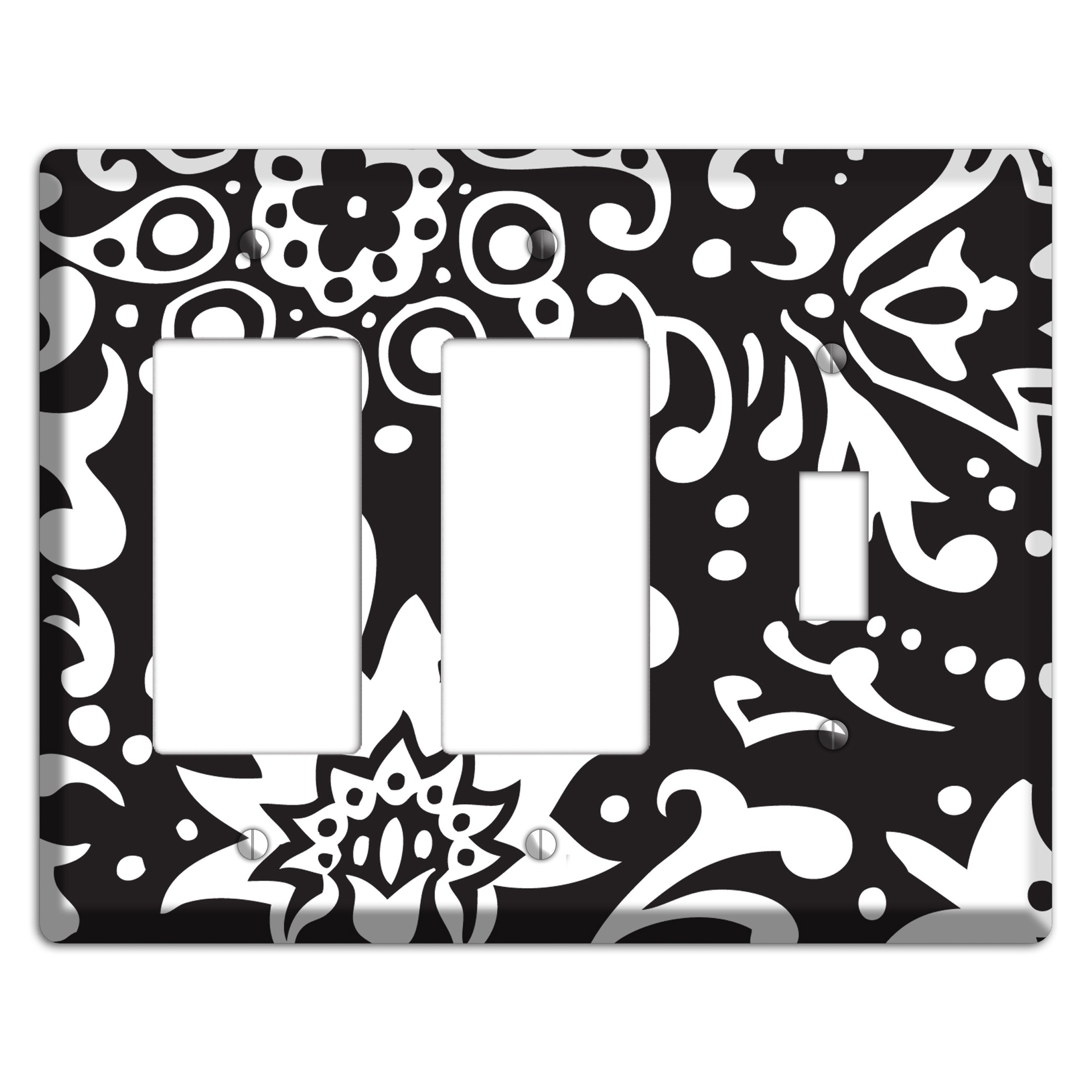 Black with White Boteh 2 Rocker / Toggle Wallplate