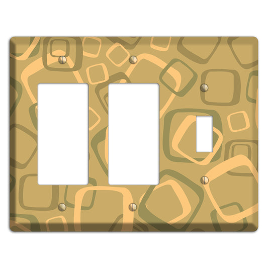 Multi Olive Random Retro Squares 2 Rocker / Toggle Wallplate
