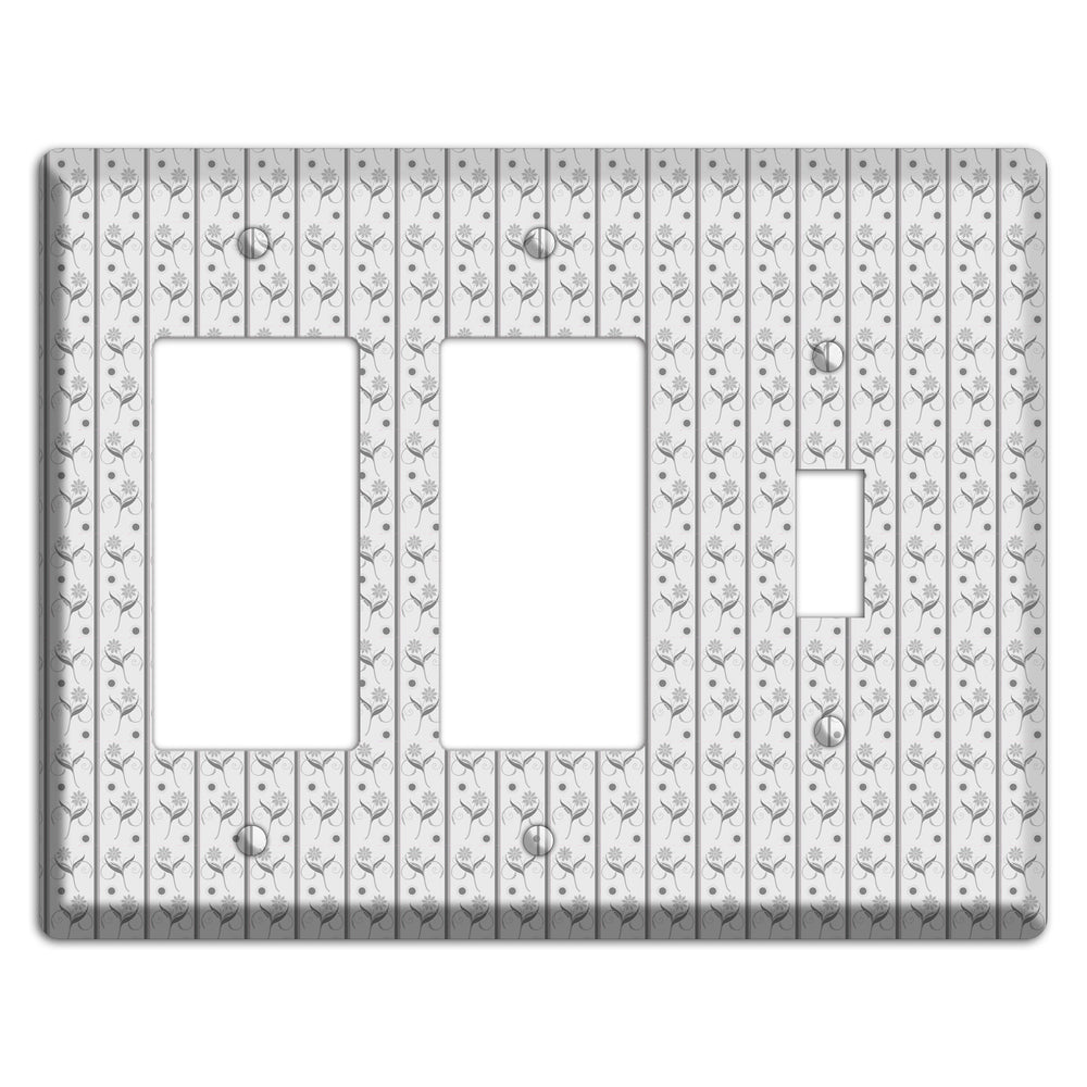 Grey Small Floral Pattern 2 Rocker / Toggle Wallplate