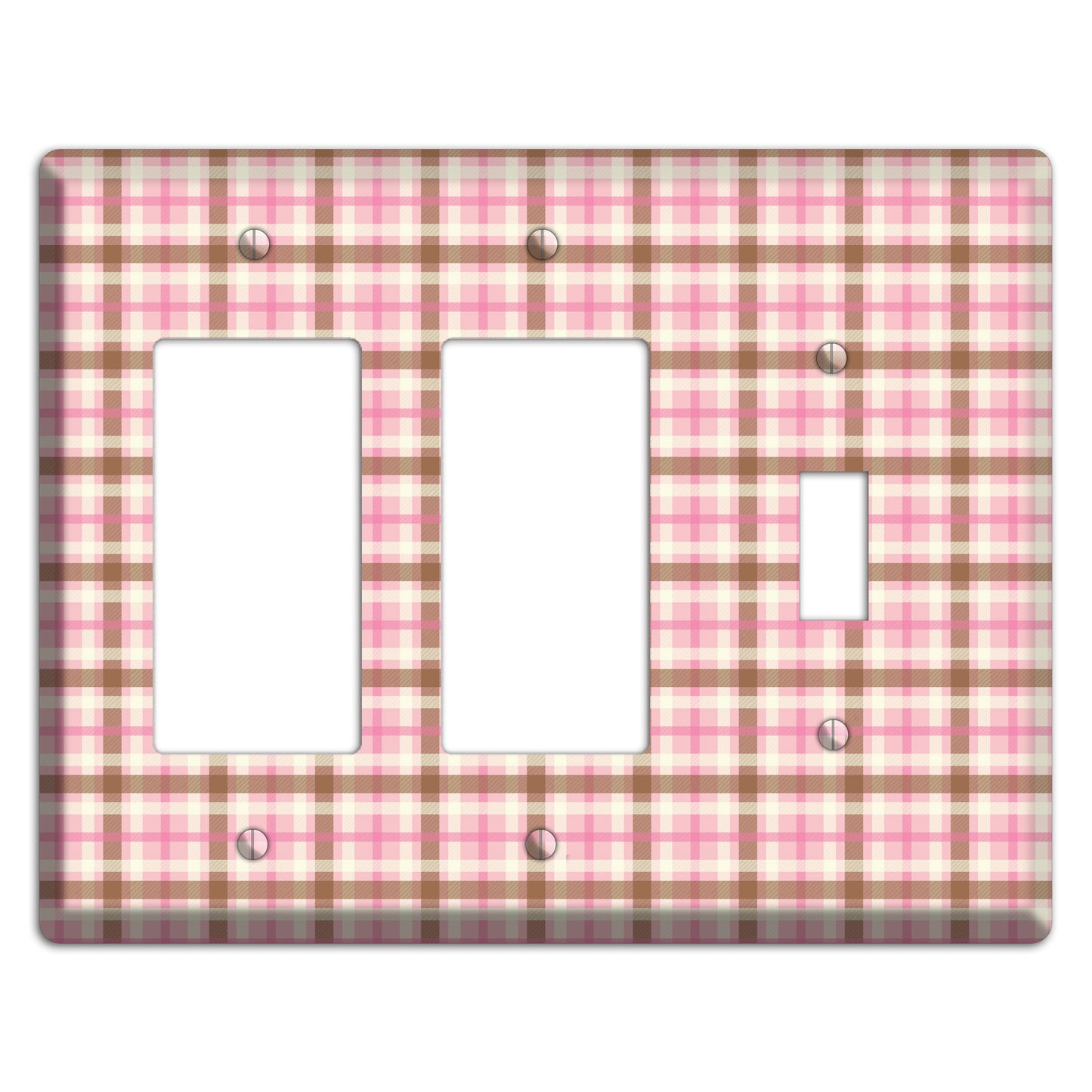 Pink and Brown Plaid 2 Rocker / Toggle Wallplate