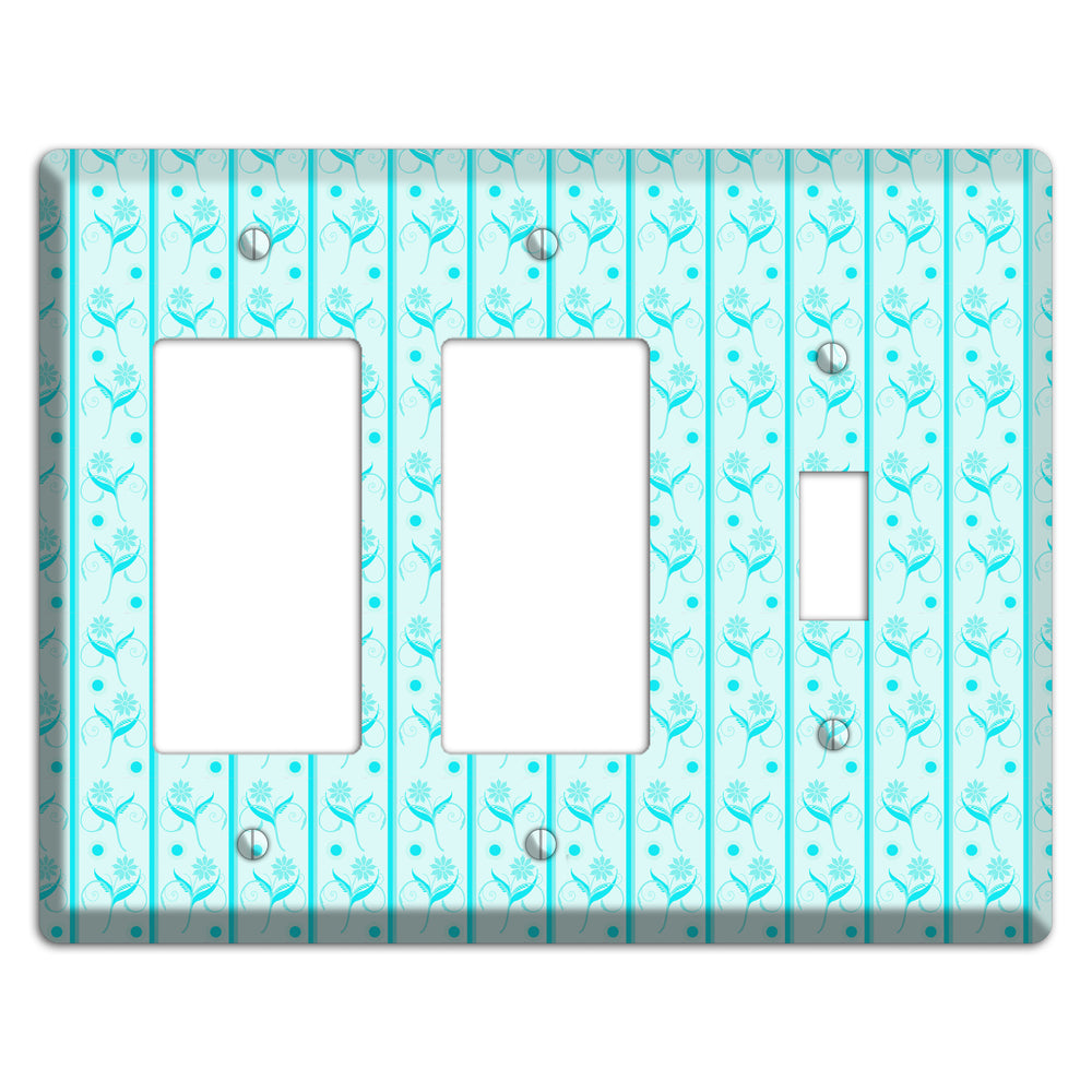 Teal Floral Pattern 2 Rocker / Toggle Wallplate