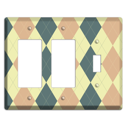 Yellow and Beige Argyle 2 Rocker / Toggle Wallplate