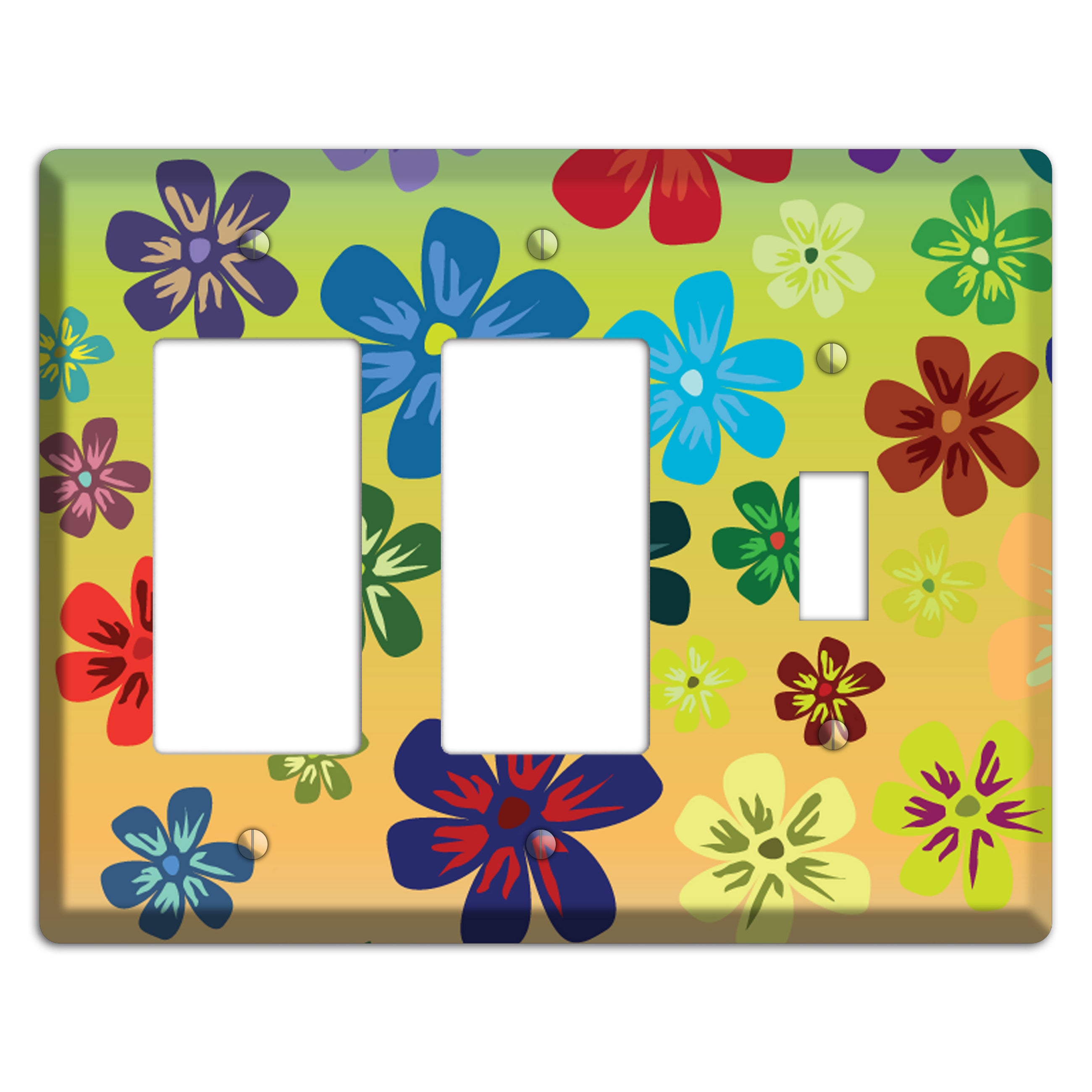 Black Flowers 2 Rocker / Toggle Wallplate