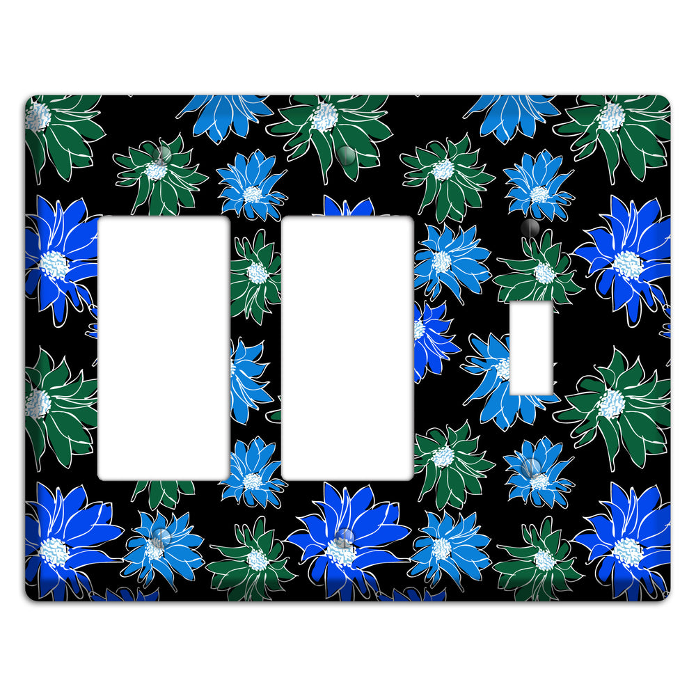Blue and Green Flowers 2 Rocker / Toggle Wallplate