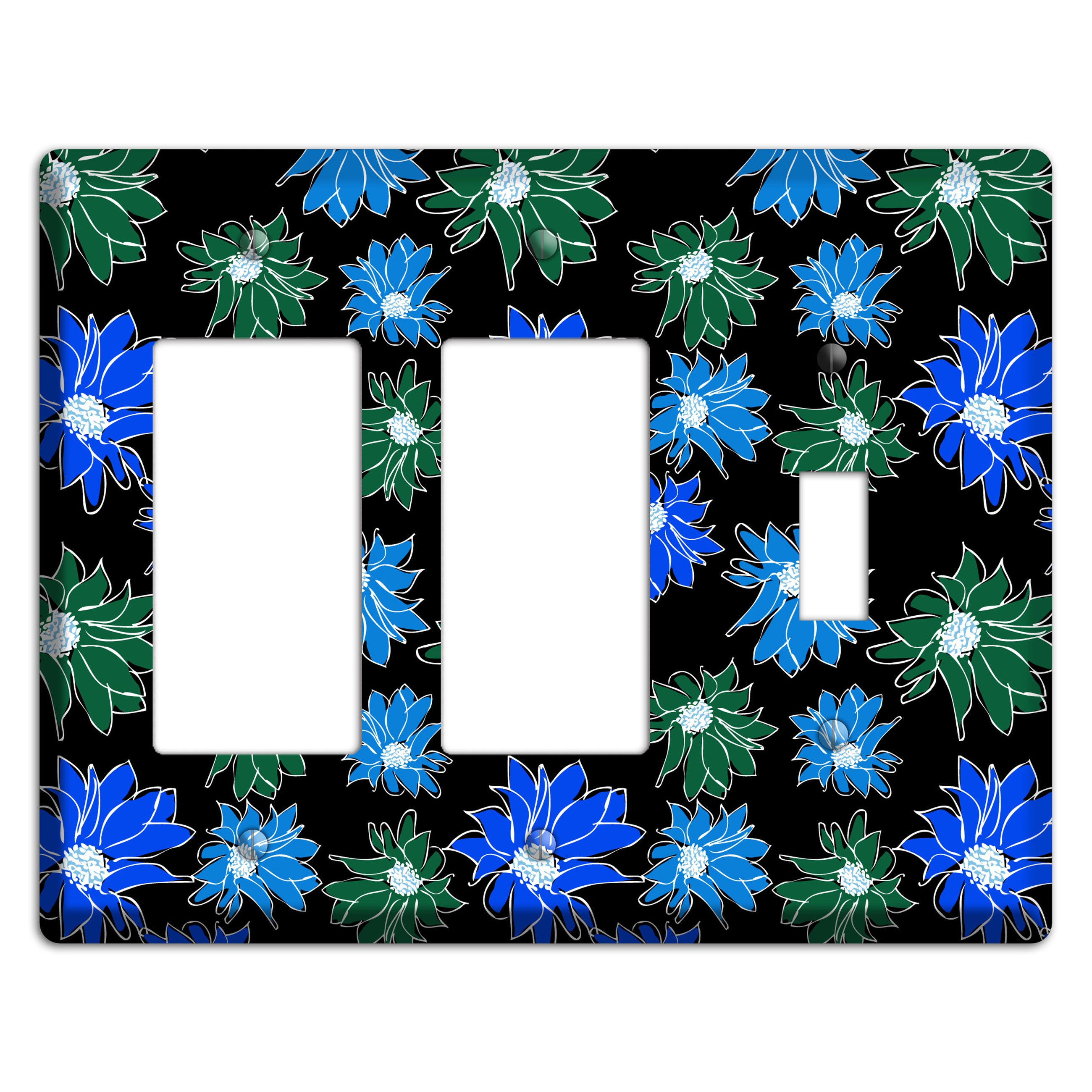 Blue and Green Flowers 2 Rocker / Toggle Wallplate