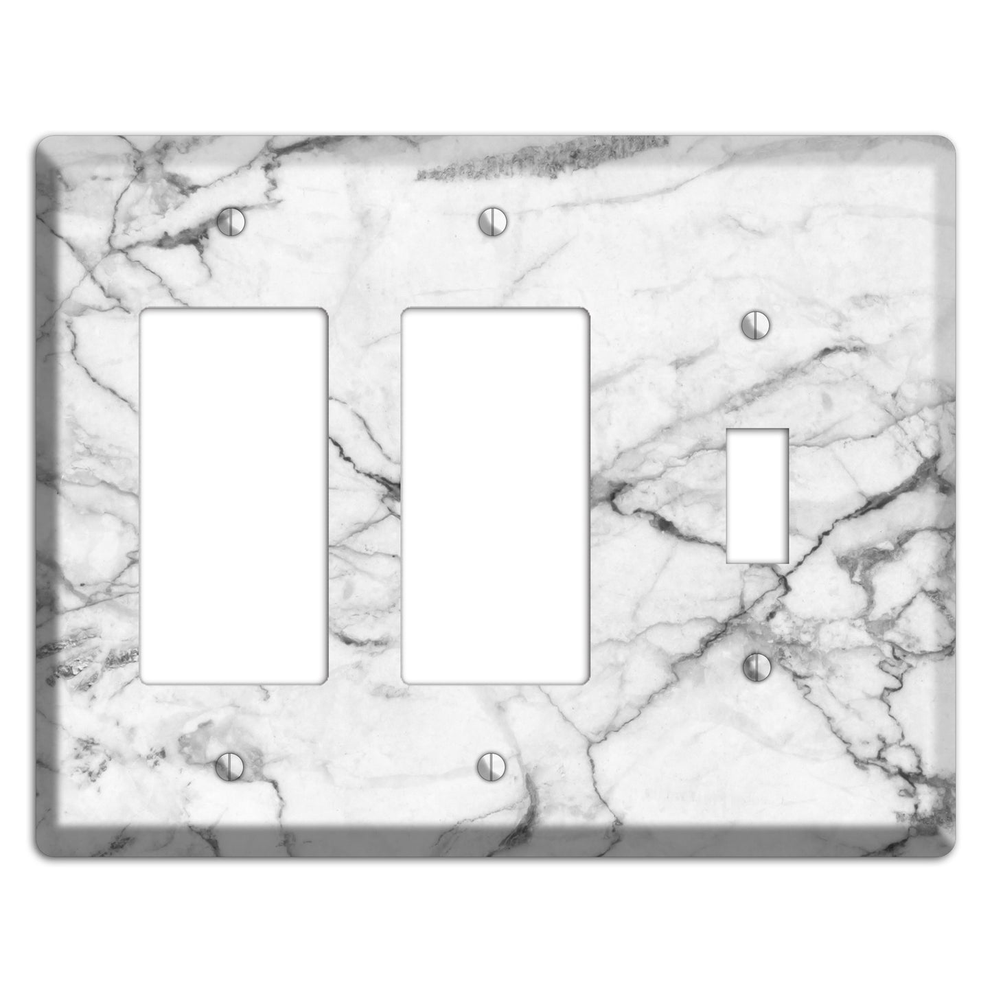 White and Gray Marble 2 Rocker / Toggle Wallplate