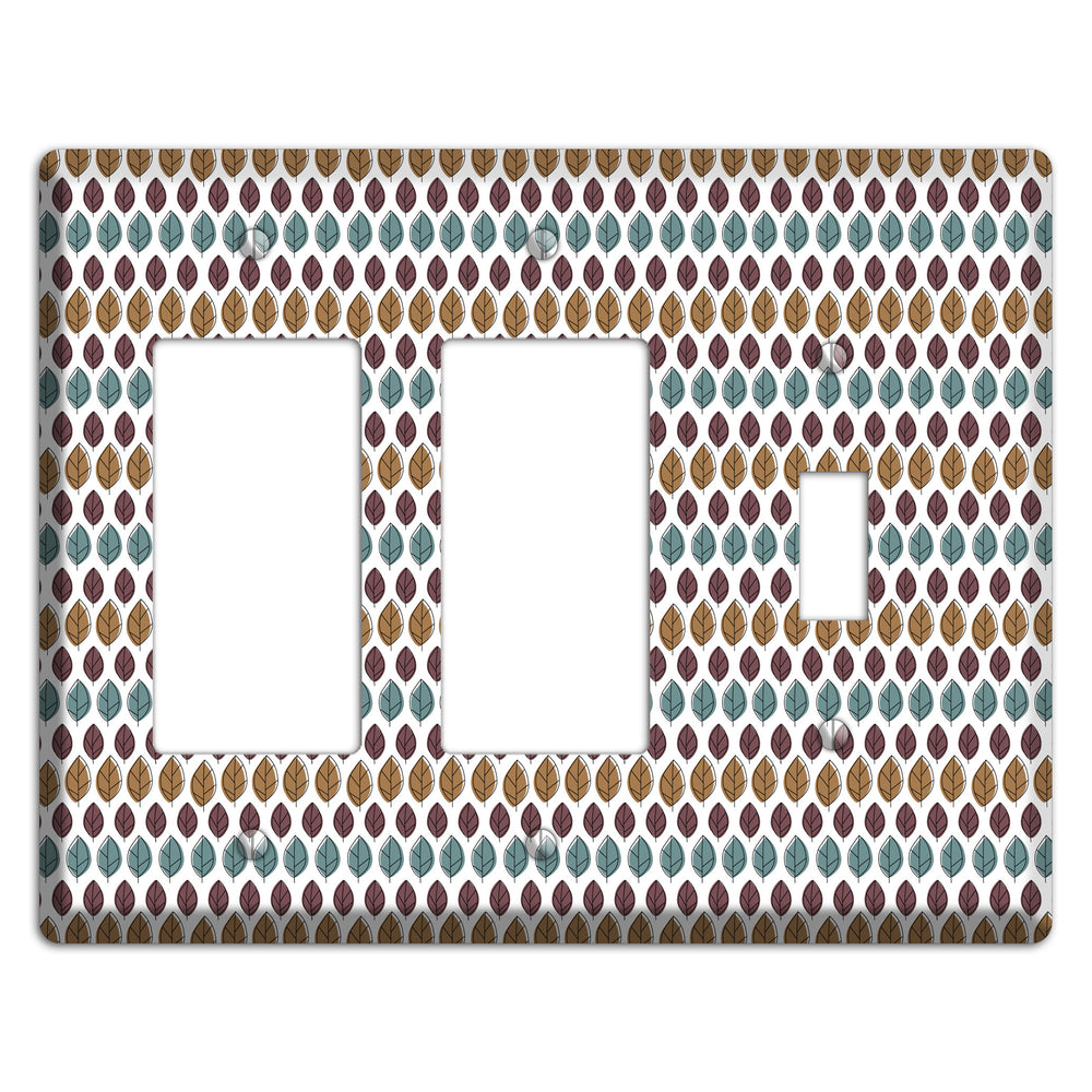 Multi Brown Dusty Blue Leaf Contour 2 Rocker / Toggle Wallplate