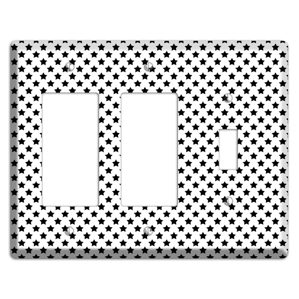White with Black Stars 2 Rocker / Toggle Wallplate