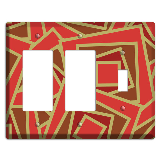 Red and Brown Retro Cubist 2 Rocker / Toggle Wallplate