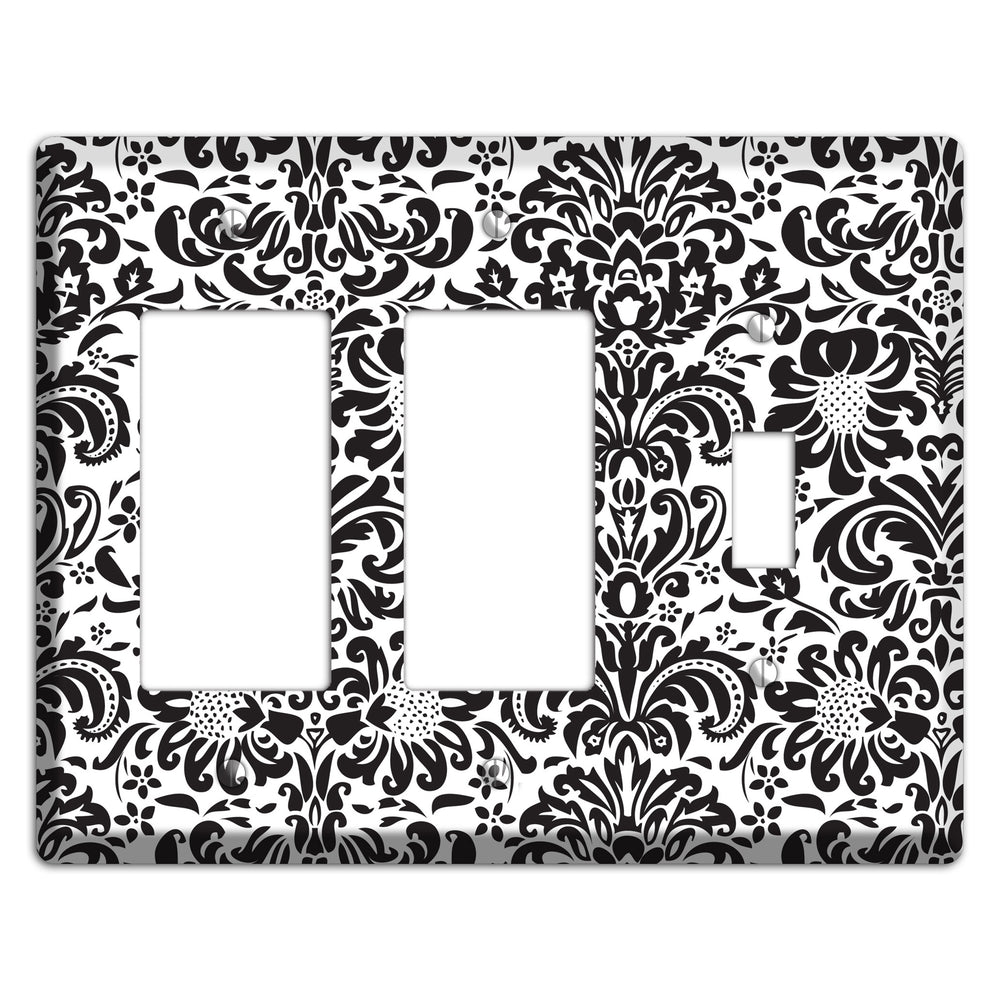 White with Black Toile 2 Rocker / Toggle Wallplate