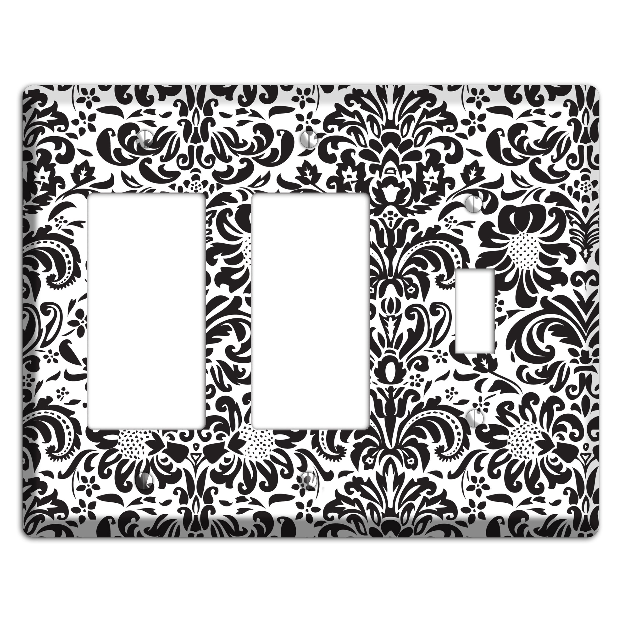 White with Black Toile 2 Rocker / Toggle Wallplate
