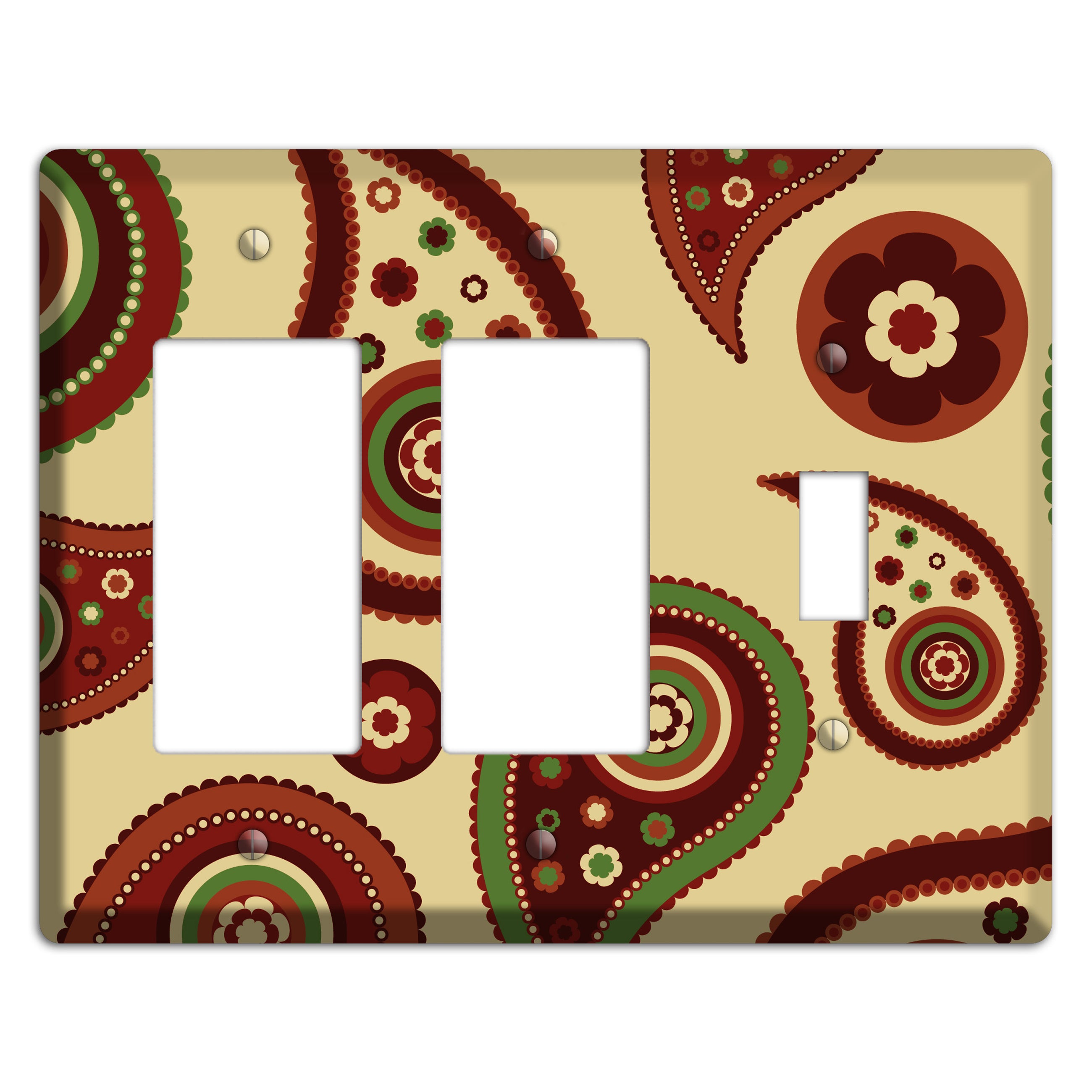 Beige Paisley 2 Rocker / Toggle Wallplate