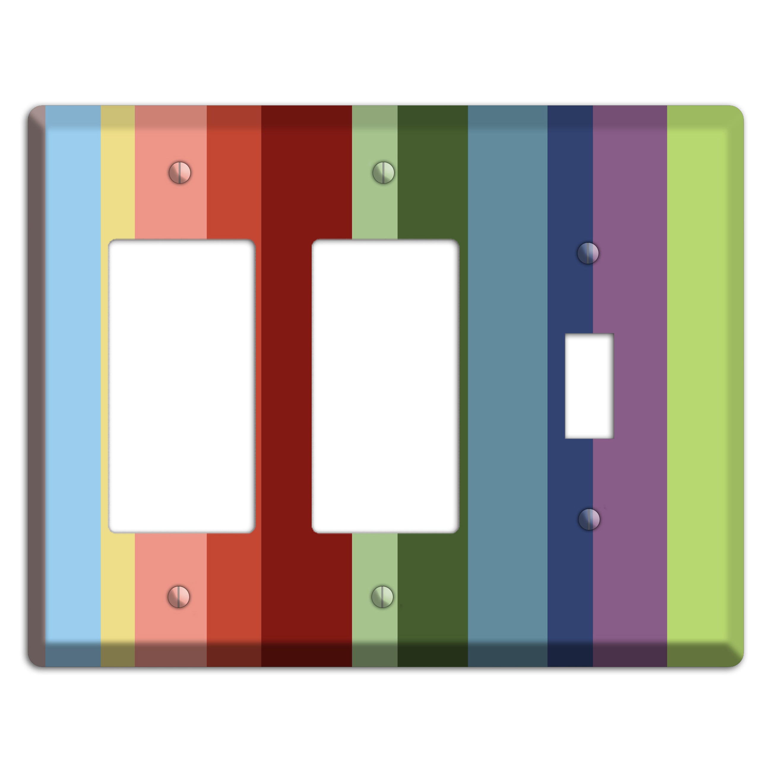 Multi Pastel Vertical Stripe 2 Rocker / Toggle Wallplate