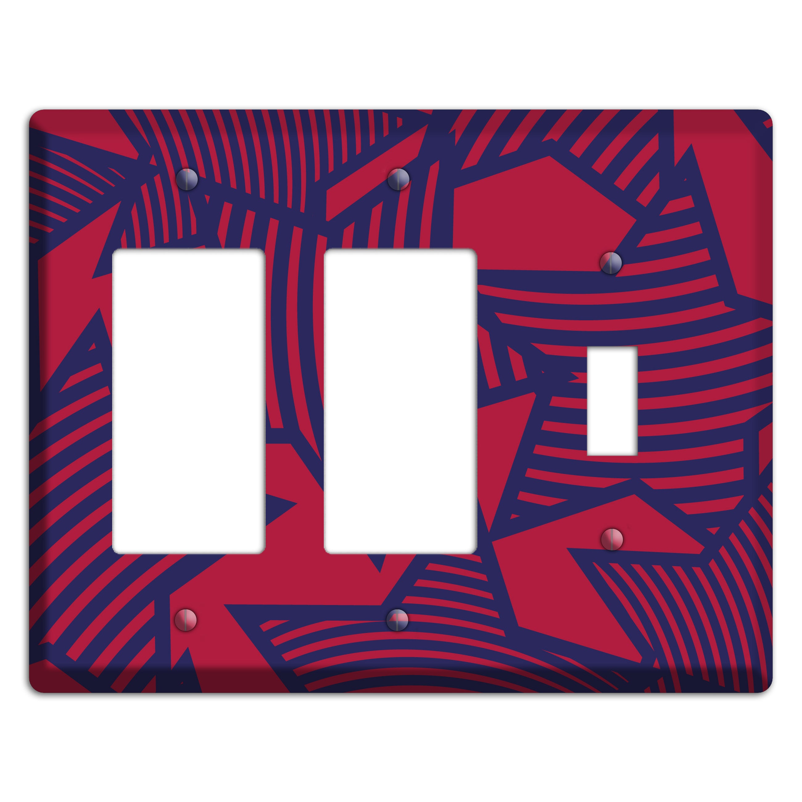 Red with Large Blue Stars 2 Rocker / Toggle Wallplate