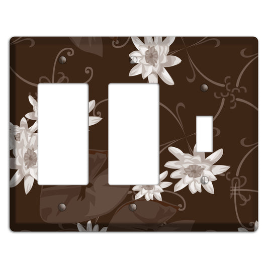 Brown with White Blooms 2 Rocker / Toggle Wallplate