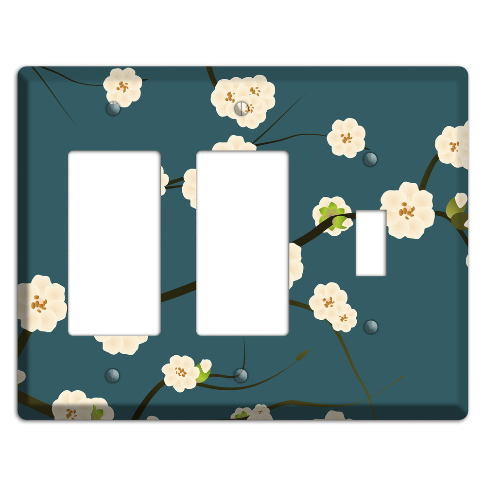 Blue Cherry Blossoms 2 Rocker / Toggle Wallplate