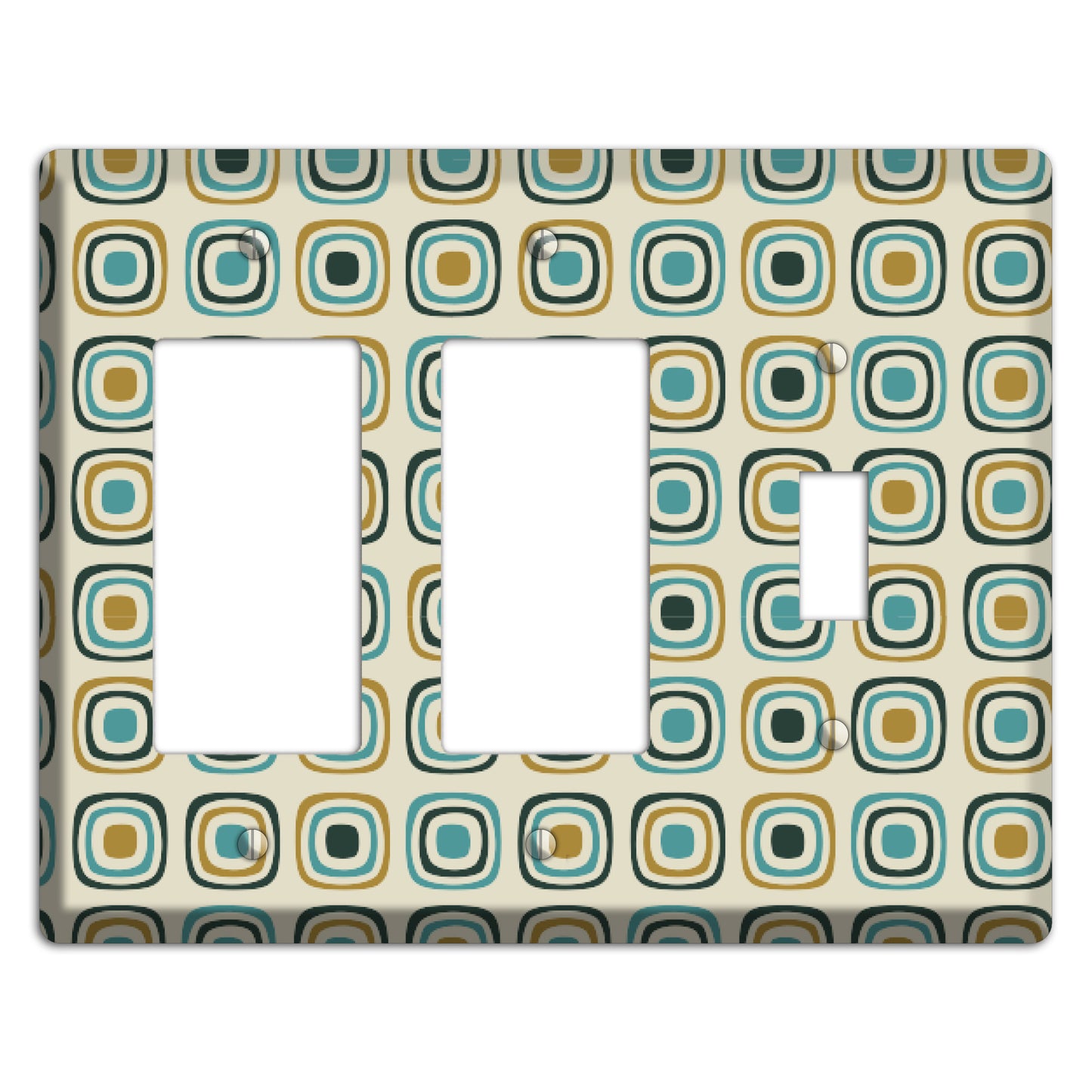 Yellow and Blue Rounded Squares 2 Rocker / Toggle Wallplate