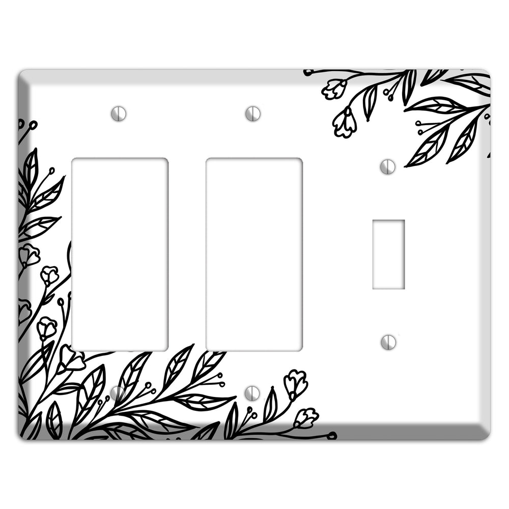 Hand-Drawn Floral 2 2 Rocker / Toggle Wallplate