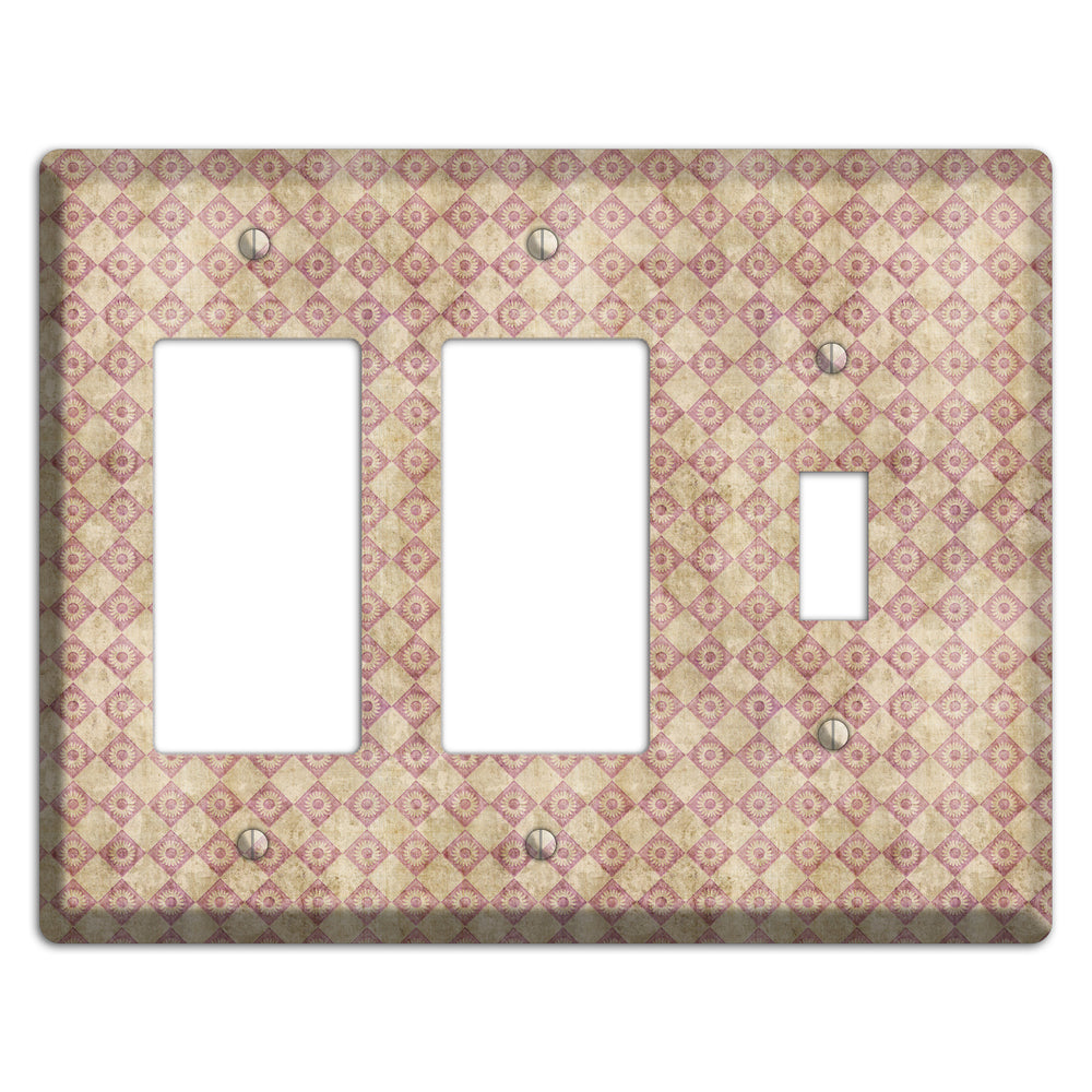 Red and Beige Diamond Circles 2 Rocker / Toggle Wallplate