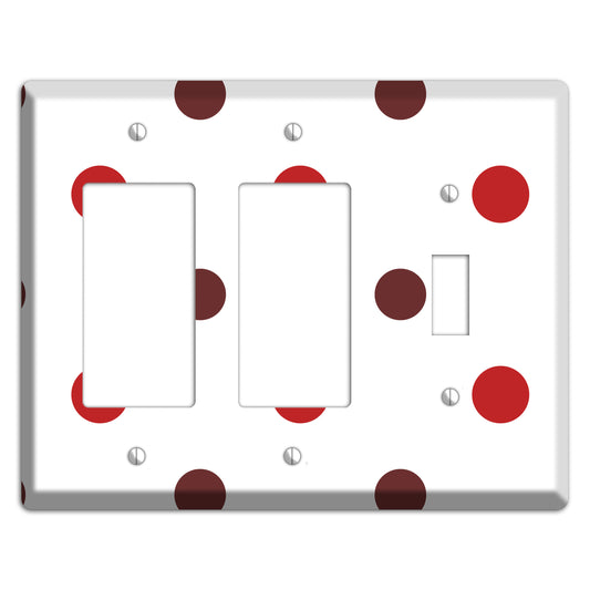 Red and Brown Medium Polka Dots 2 Rocker / Toggle Wallplate