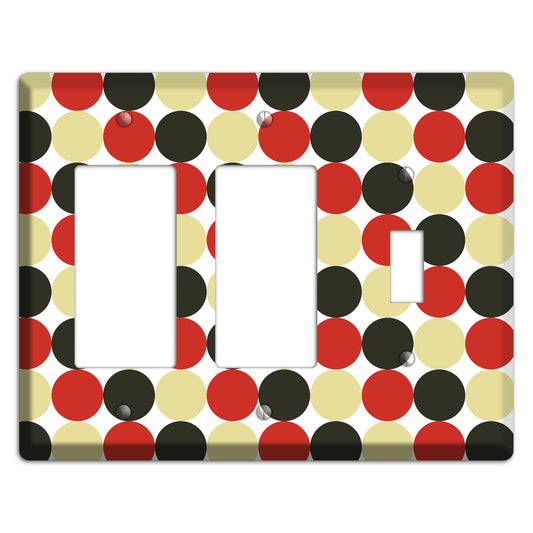 Beige Red Black Tiled Dots 2 Rocker / Toggle Wallplate