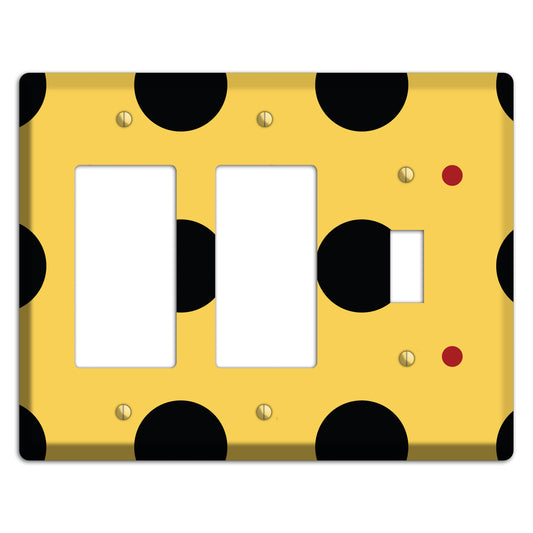 Yellow with Black and Red Multi Tiled Medium Dots 2 Rocker / Toggle Wallplate