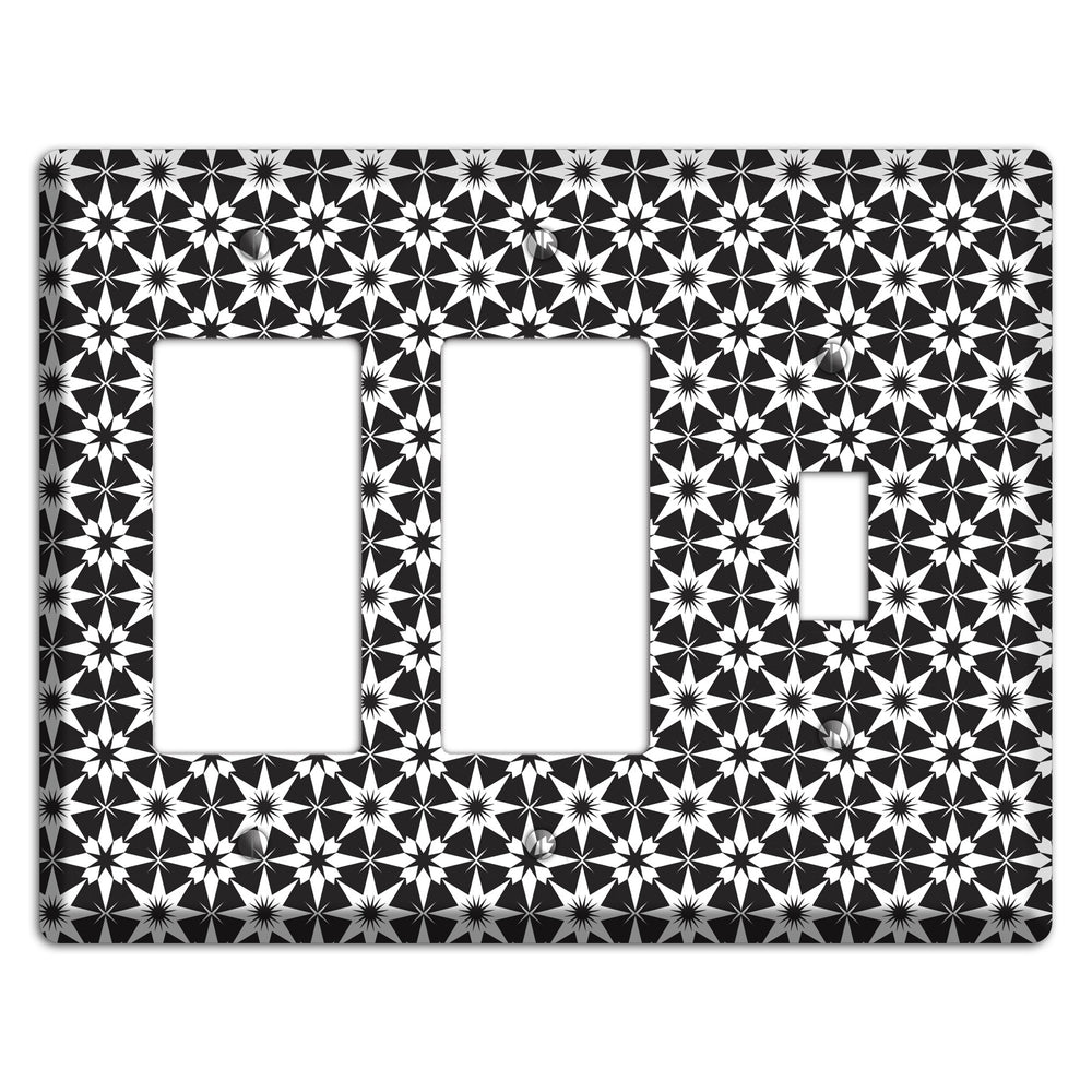 Black with White Foulard 2 Rocker / Toggle Wallplate