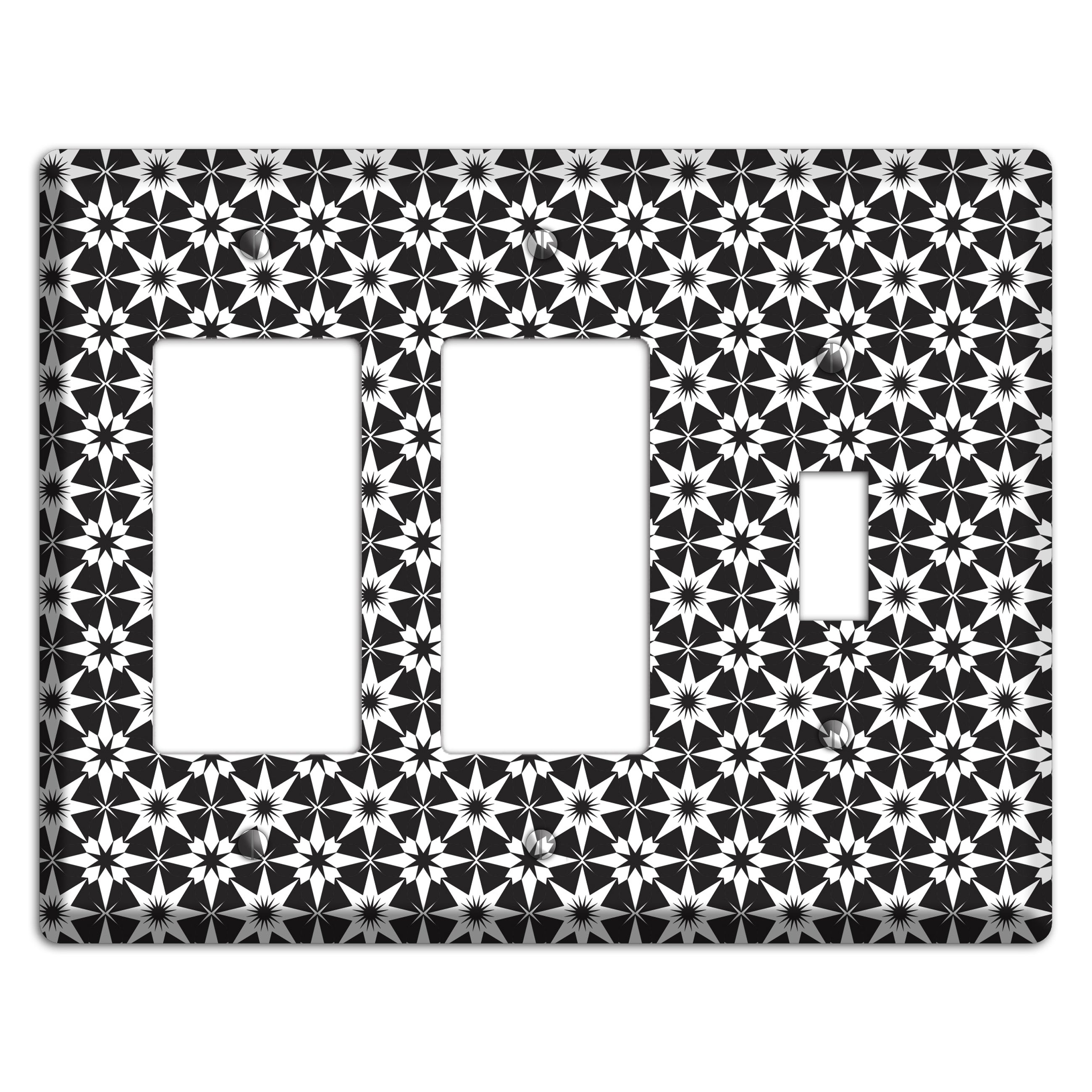 Black with White Foulard 2 Rocker / Toggle Wallplate
